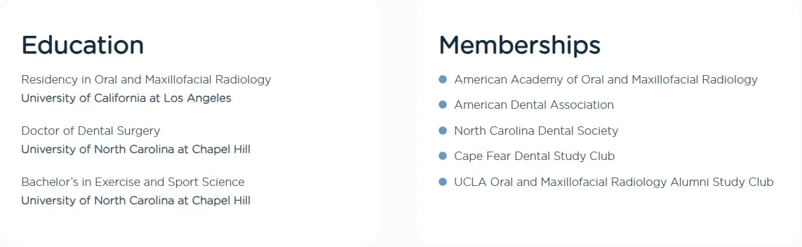 Education and memberships on the Gould About page