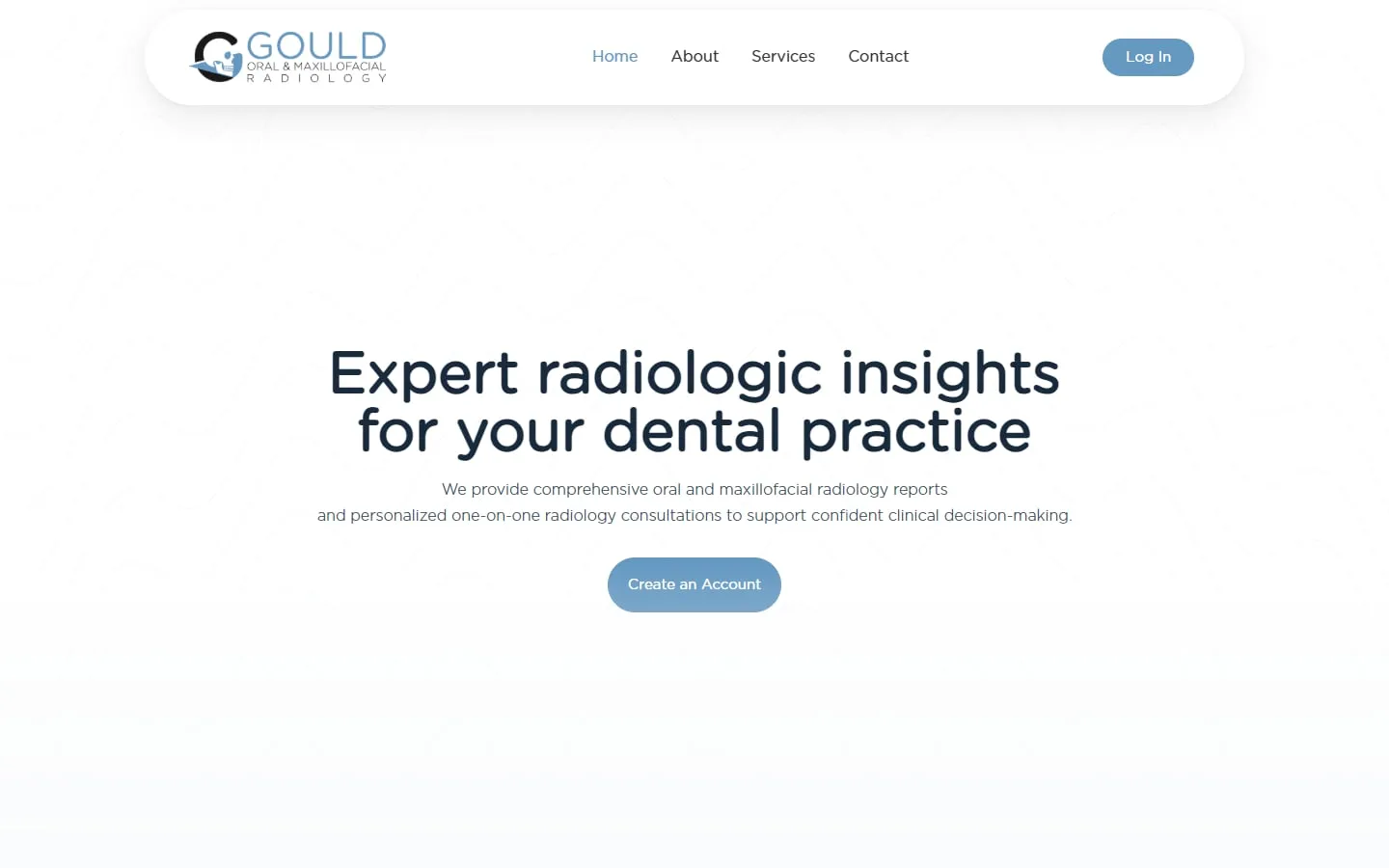 The Gould Oral and Maxillofacial Radiology website homepage built by Exprova