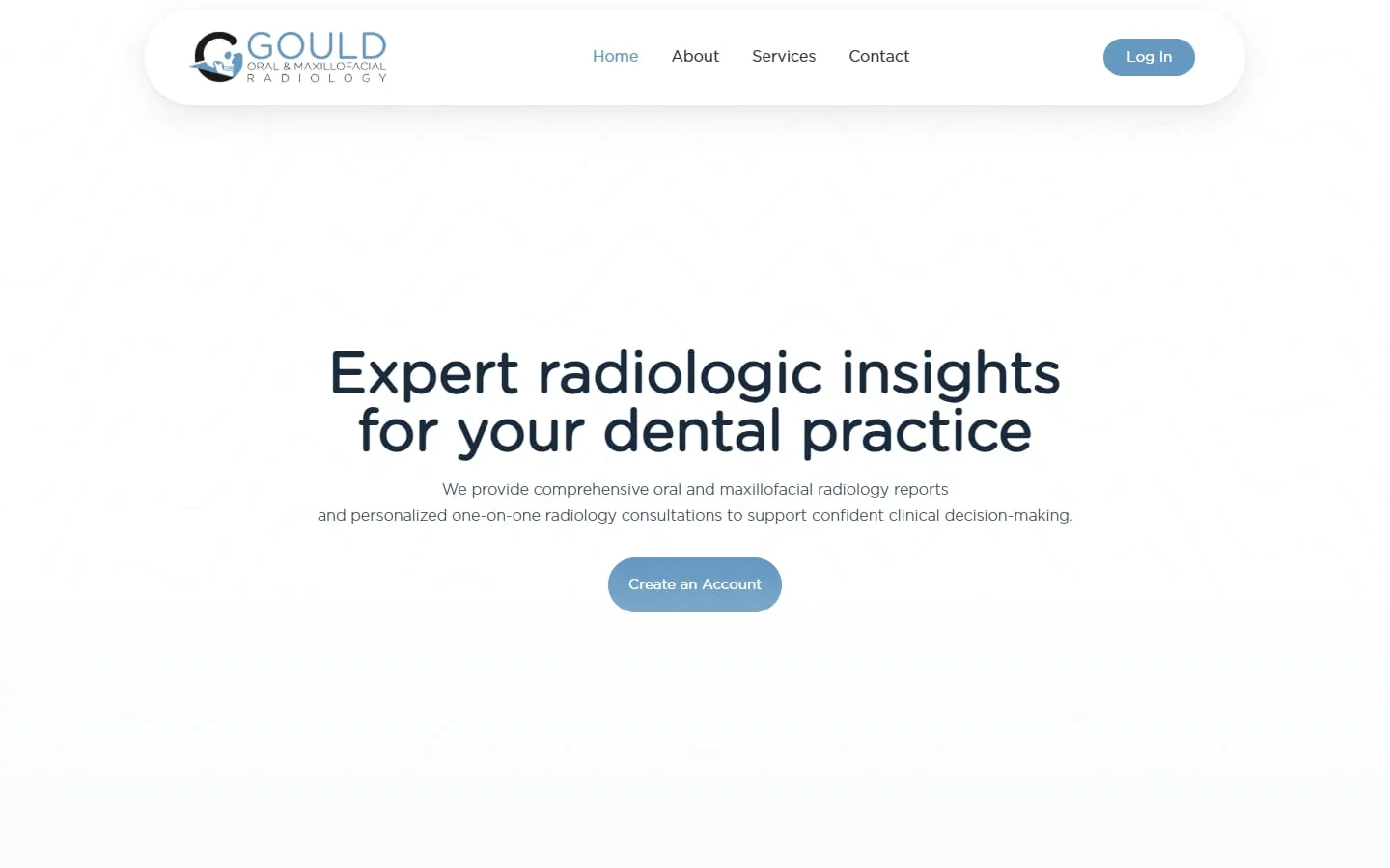 Gould Oral & Maxillofacial Radiology homepage on desktop