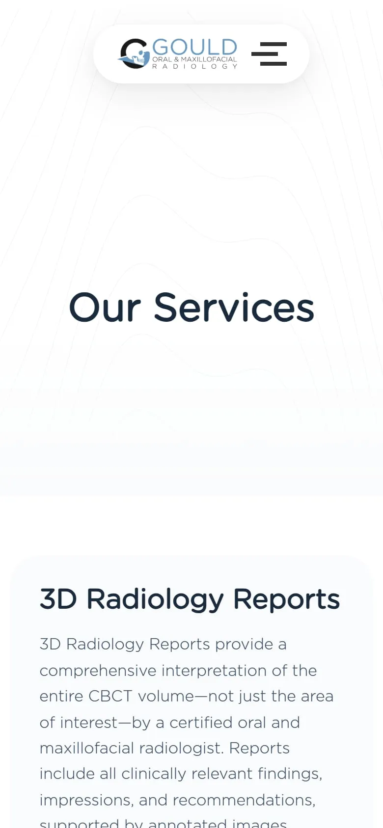 Gould Radiology services page on a phone